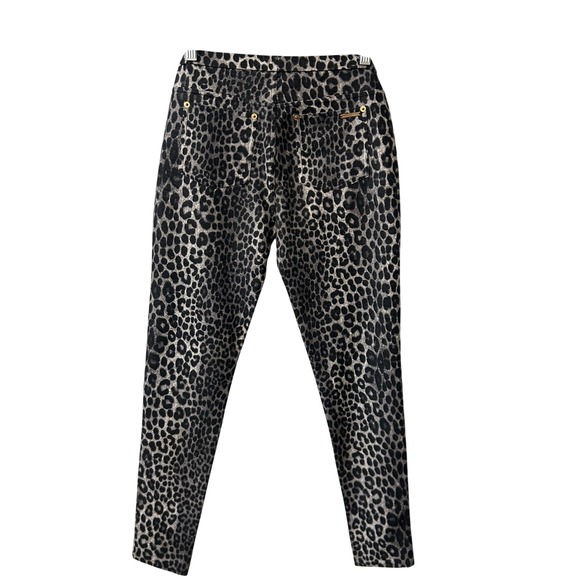 Michael Kors Animal Print Pants Stretch Casual Career Black Gray S - Picture 3 of 6